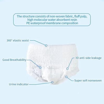 White Elastic Waist Pull Up quần cho người lớn với bảo vệ rò rỉ và kiểm soát mùi