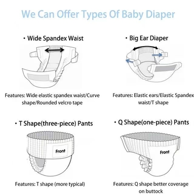 Diaper kết nối không dây với vòng eo trong màu trắng siêu mềm hấp thụ nhanh chóng